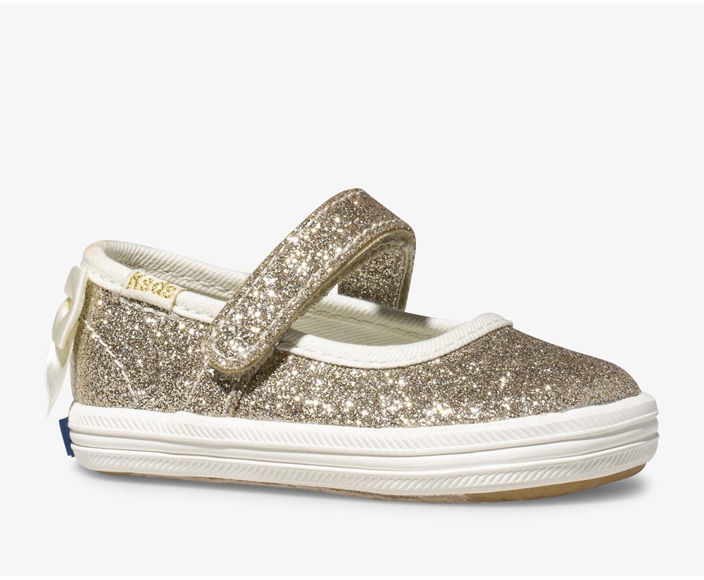 Keds Slip Ons Kinder Gold - Kate Spade New York Sloane Mj Glitter Crib - GLH-781056